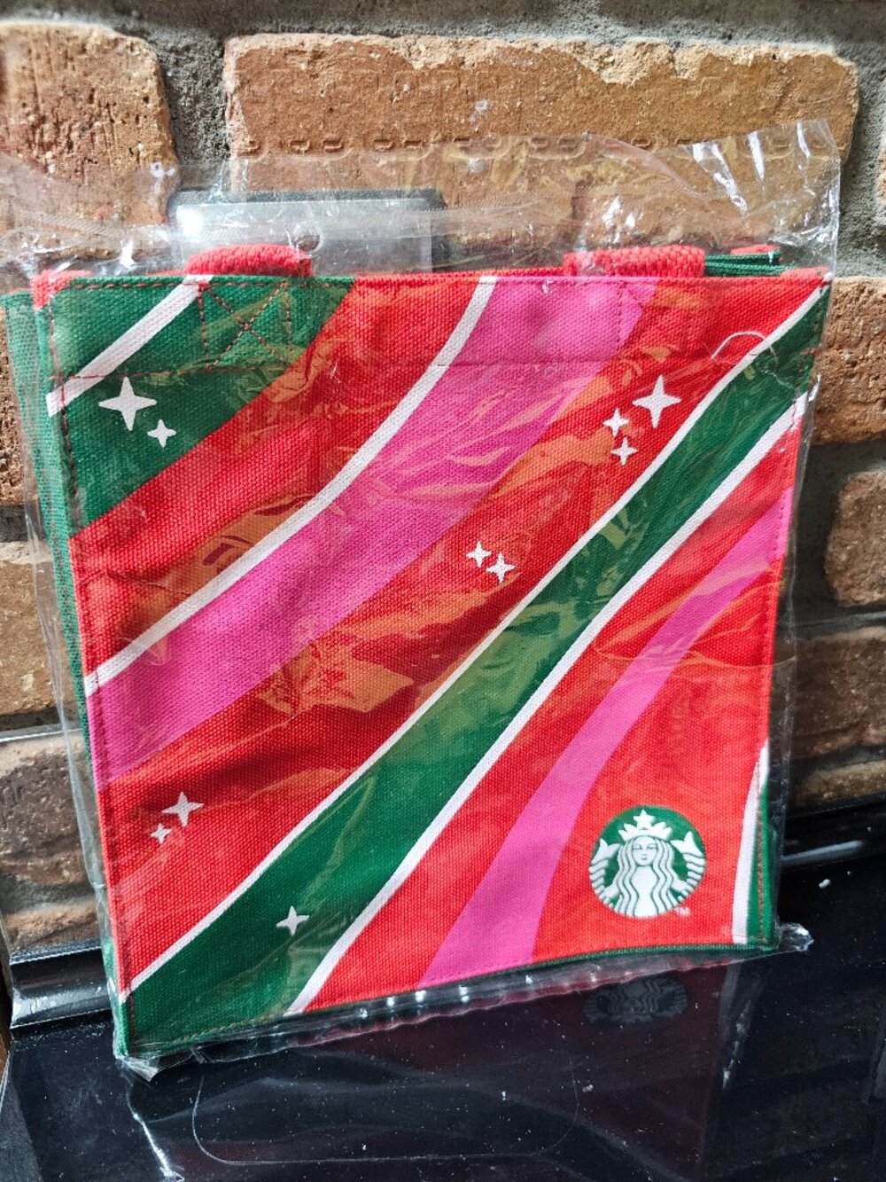 Starbucks Thailand Imported 2024 Christmas Xmas Print Tote Bag 9x9in NEW Sealed